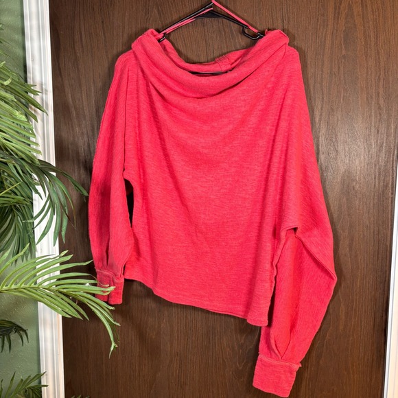 We The Free Tops - We The Free Free People One Shoulder Cowl Neck Oversized Sweater Top Pink m